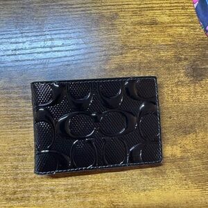Coach Black Patent Signature Card Holder